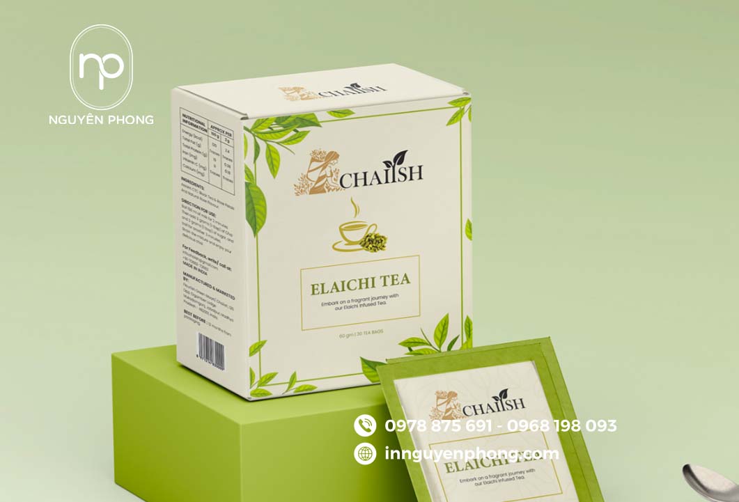 in hộp giấy đựng trà bằng chất ivory